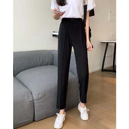 【RENA小舖 台灣現貨每天出】休閒韓版西裝九分褲_韓系/九分褲/寬鬆/鬆緊/長褲/休閒褲/西裝褲【R21448】-細節圖7