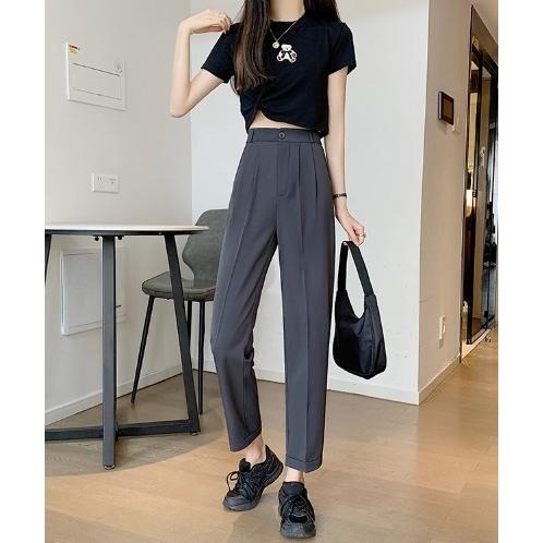 【RENA小舖 台灣現貨每天出】休閒韓版西裝九分褲_韓系/九分褲/寬鬆/鬆緊/長褲/休閒褲/西裝褲【R21448】-細節圖8