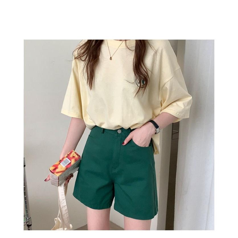 【RENA小舖 台灣現貨每天出】多巴胺穿搭夏季復古休閒短褲/短褲/休閒短褲/顯腿長/糖果色【R18413】-細節圖6