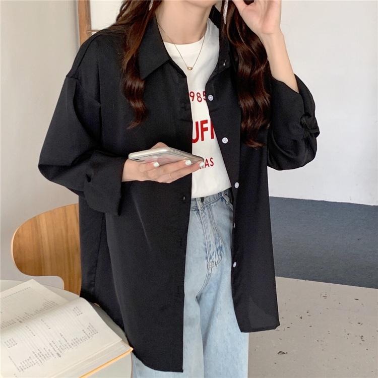 【RENA小舖 台灣現貨每天出】可鹹可甜girl  純色長袖襯衫_翻領/顯瘦/襯衫/襯衣/長袖上衣【R21082】-細節圖7