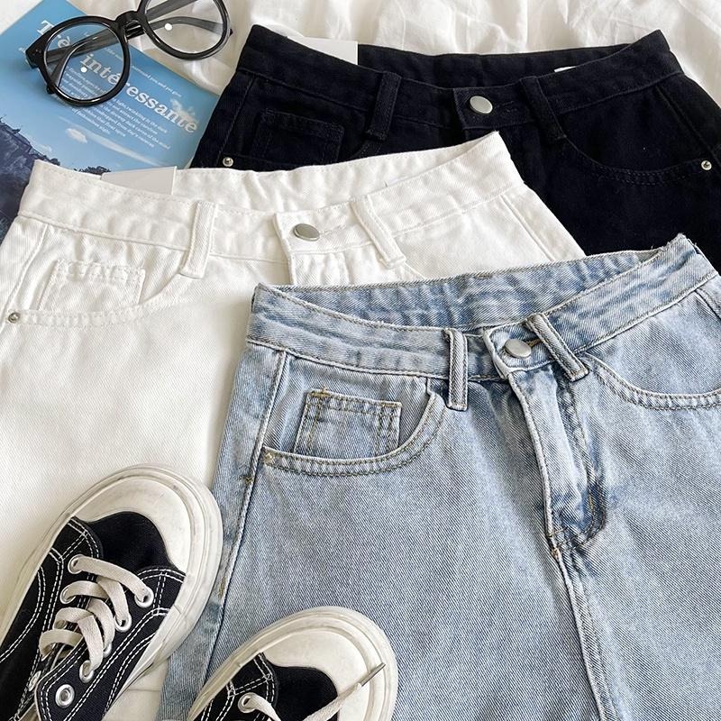 【RENA小舖 台灣現貨每天出】復古刷色仿舊高腰短褲_牛仔短褲/水洗/高腰短褲/基本款牛仔短褲【R20289】-細節圖6