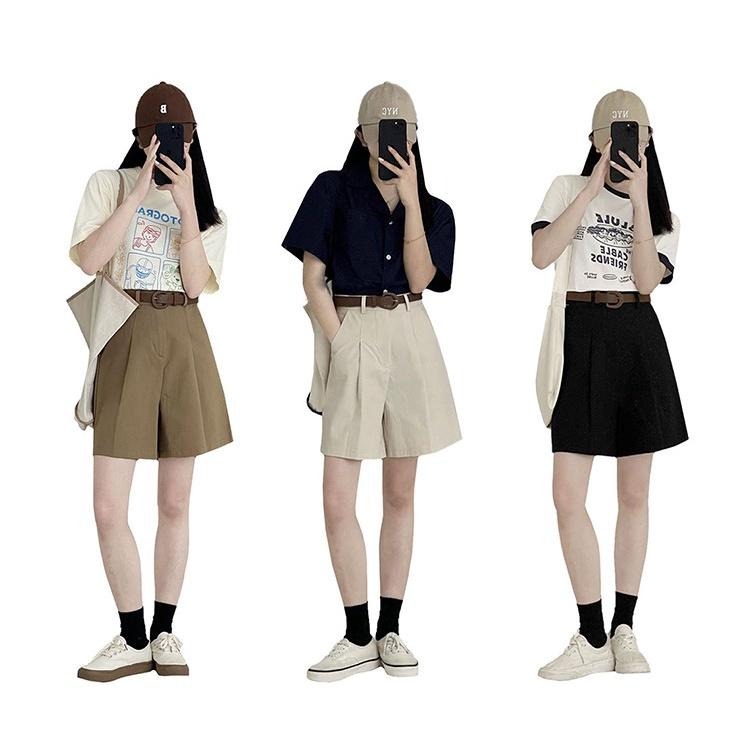 【RENA小舖 台灣現貨每天出】日系膠卷📷｜復古西裝短褲_簡約/顯瘦/純色/西裝短褲/短褲【R20215】-細節圖2