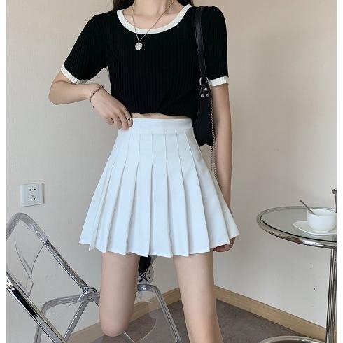 【RENA小舖 台灣現貨每天出】高腰A字形顯瘦西裝百褶短裙_百搭/高腰/顯瘦/短裙/百褶裙/西裝【R21447】-細節圖4