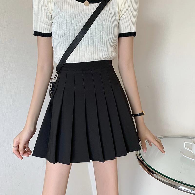 【RENA小舖 台灣現貨每天出】高腰A字形顯瘦西裝百褶短裙_百搭/高腰/顯瘦/短裙/百褶裙/西裝【R21447】-細節圖5