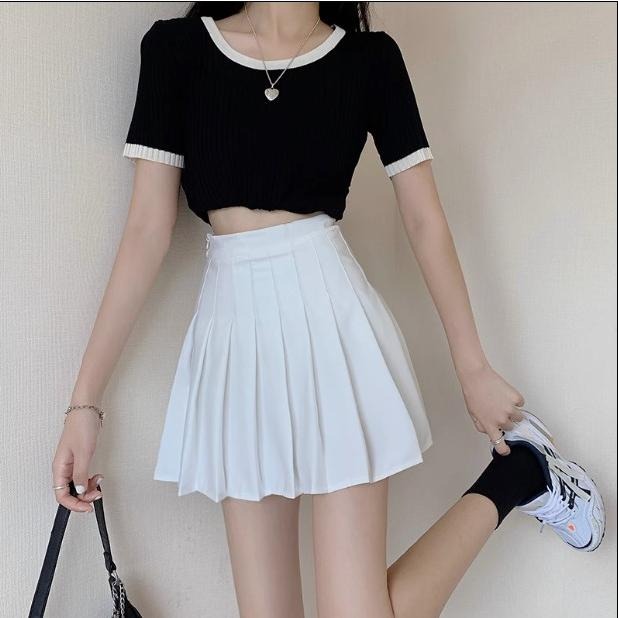 【RENA小舖 台灣現貨每天出】高腰A字形顯瘦西裝百褶短裙_百搭/高腰/顯瘦/短裙/百褶裙/西裝【R21447】-細節圖7