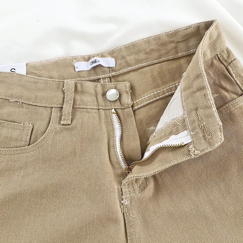 【RENA小舖 台灣現貨每天出】春夏好搭檔👭｜大地色捲邊牛仔短褲_現貨/高腰/休閒/牛仔短褲【R15372】-細節圖3