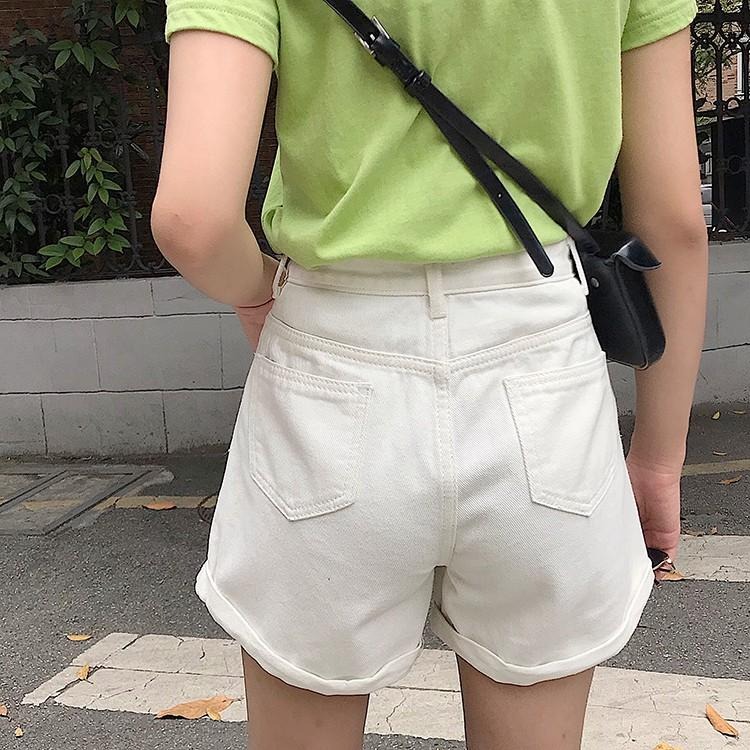 【RENA小舖 台灣現貨每天出】春夏好搭檔👭｜大地色捲邊牛仔短褲_現貨/高腰/休閒/牛仔短褲【R15372】-細節圖8