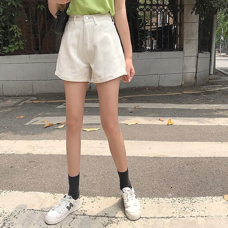 【RENA小舖 台灣現貨每天出】春夏好搭檔👭｜大地色捲邊牛仔短褲_現貨/高腰/休閒/牛仔短褲【R15372】-細節圖9