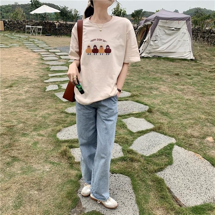 【RENA小舖 台灣現貨每天出】夏日趣味卡通字母印花短袖圓領上衣_春夏/簡約/舒適/圓領/T恤上衣【R18018】-細節圖4