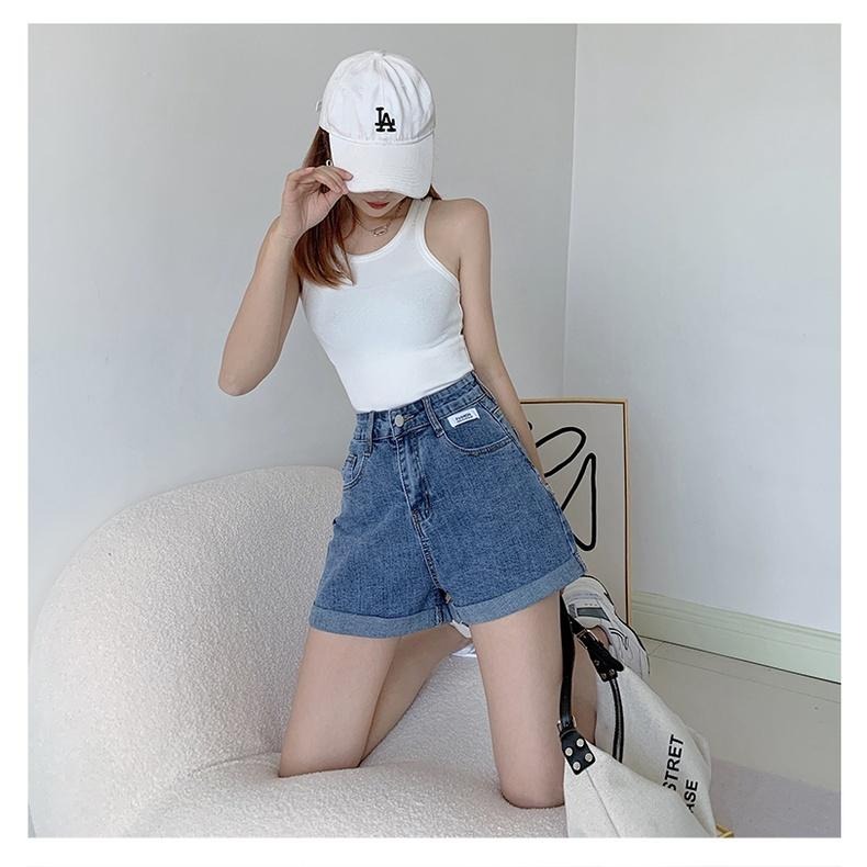 【RENA小舖 台灣現貨每天出】椰汁海灘🏝｜捲邊休閒牛仔短褲_現貨/高腰/牛仔短褲/短褲【R18841】-細節圖6