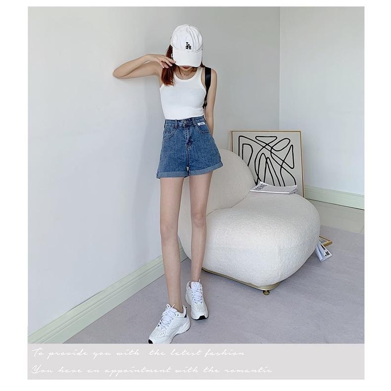 【RENA小舖 台灣現貨每天出】椰汁海灘🏝｜捲邊休閒牛仔短褲_現貨/高腰/牛仔短褲/短褲【R18841】-細節圖7