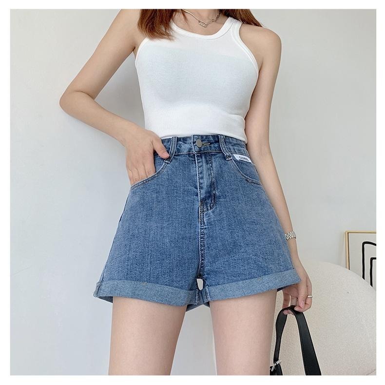 【RENA小舖 台灣現貨每天出】椰汁海灘🏝｜捲邊休閒牛仔短褲_現貨/高腰/牛仔短褲/短褲【R18841】-細節圖8