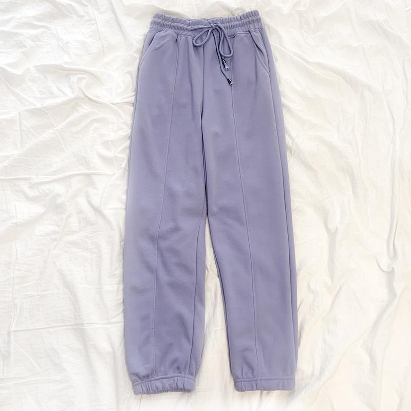 【RENA小舖 台灣現貨每天出】元氣少女束腳活力運動風早秋鬆緊高腰綁帶寬鬆舒適直筒長褲【R18992】-細節圖3