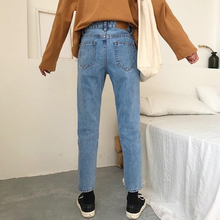【RENA小舖 台灣現貨每天出】春夏基礎好穿水洗做舊好質量高腰顯瘦休閒直筒牛仔九分褲 【R11990】-細節圖3