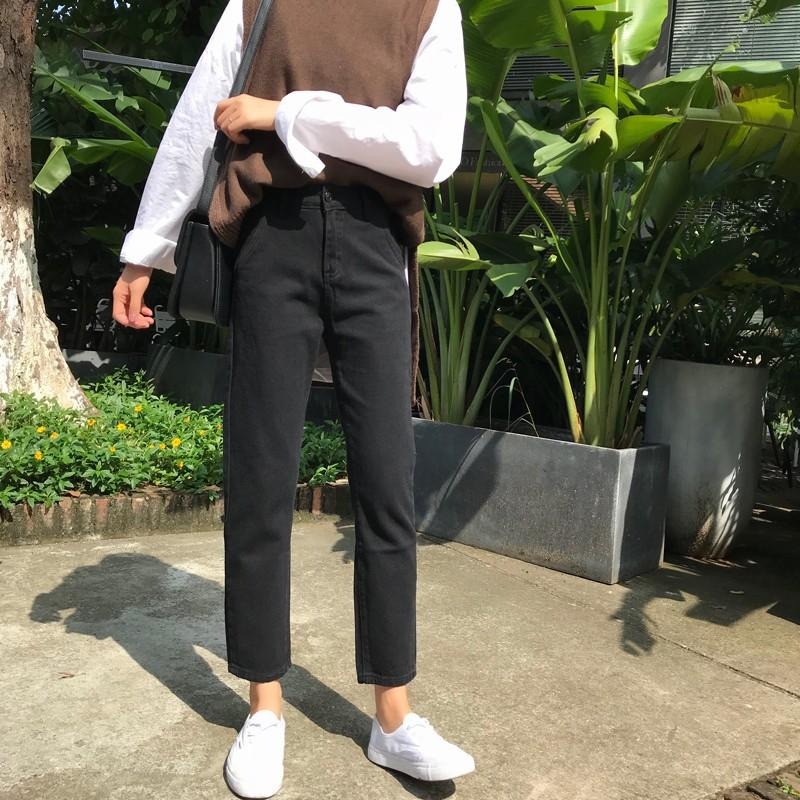 【RENA小舖 台灣現貨每天出】春夏基礎好穿水洗做舊好質量高腰顯瘦休閒直筒牛仔九分褲 【R11990】-細節圖5