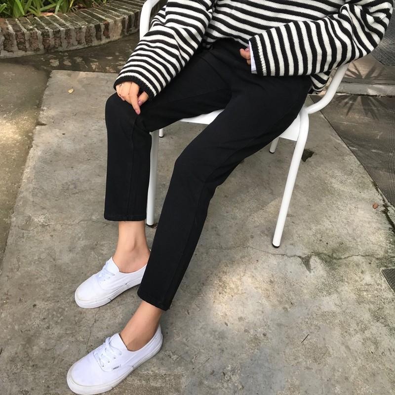 【RENA小舖 台灣現貨每天出】春夏基礎好穿水洗做舊好質量高腰顯瘦休閒直筒牛仔九分褲 【R11990】-細節圖6