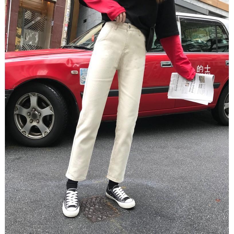 【RENA小舖 台灣現貨每天出】春夏基礎好穿水洗做舊好質量高腰顯瘦休閒直筒牛仔九分褲 【R11990】-細節圖7