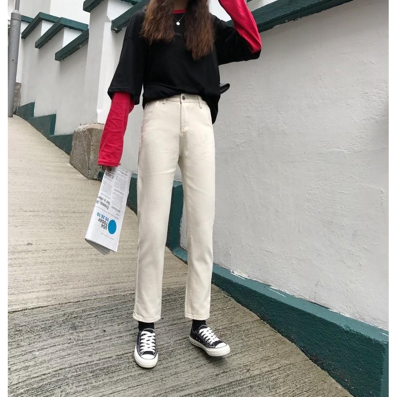 【RENA小舖 台灣現貨每天出】春夏基礎好穿水洗做舊好質量高腰顯瘦休閒直筒牛仔九分褲 【R11990】-細節圖8