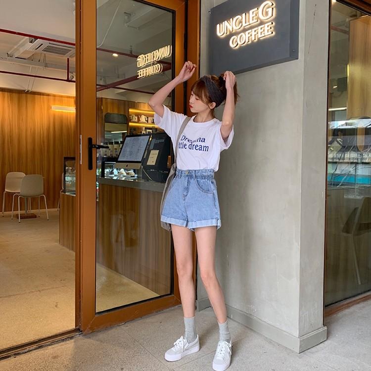 【RENA小舖 台灣現貨每天出】夏夜少女🌷｜復古捲邊牛仔短褲_高腰/百搭/休閒/短褲/牛仔褲【R12262】-細節圖8