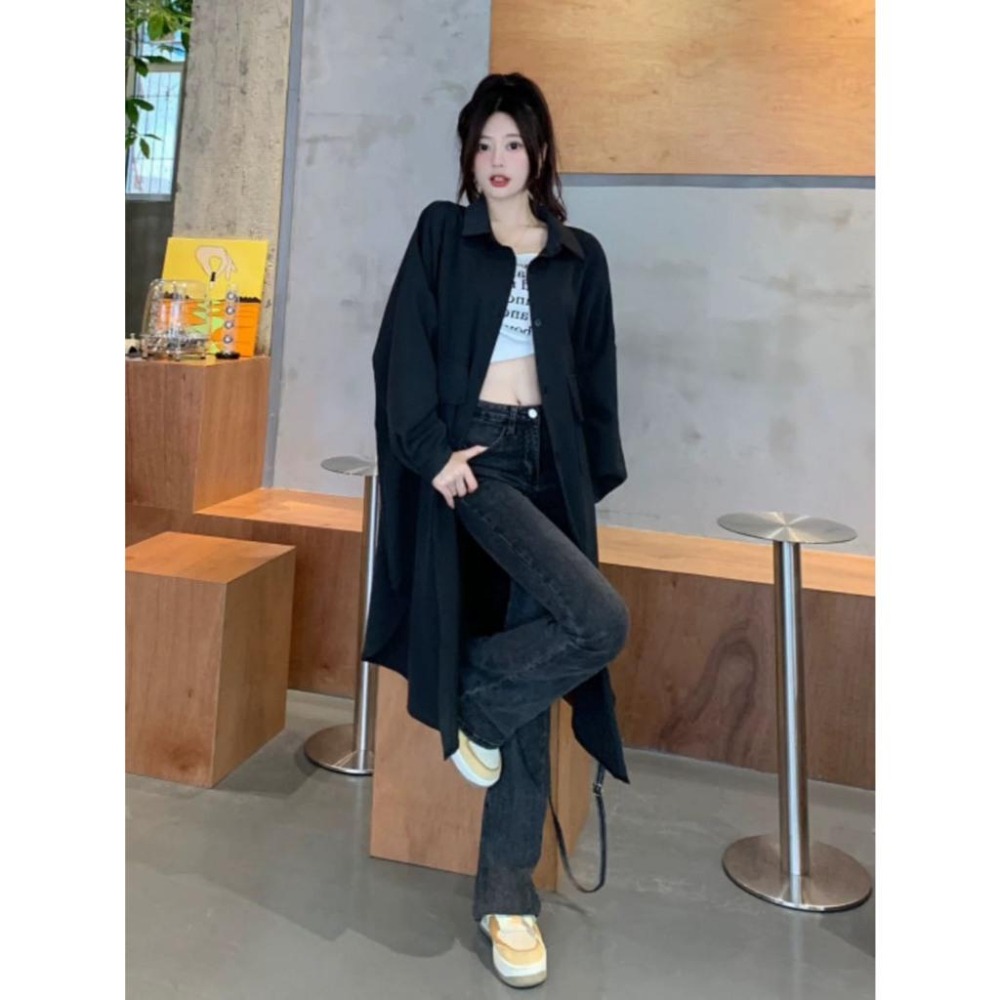 【RENA小舖 台灣現貨每天出】鐵塔的午後🗼｜慵懶長袖風衣外套_簡約/氣質/慵懶/長袖/外套【R21104】-細節圖3