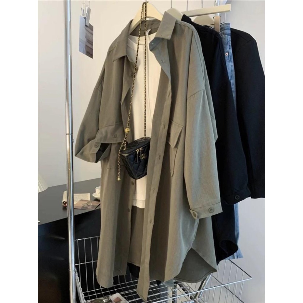 【RENA小舖 台灣現貨每天出】鐵塔的午後🗼｜慵懶長袖風衣外套_簡約/氣質/慵懶/長袖/外套【R21104】-細節圖4