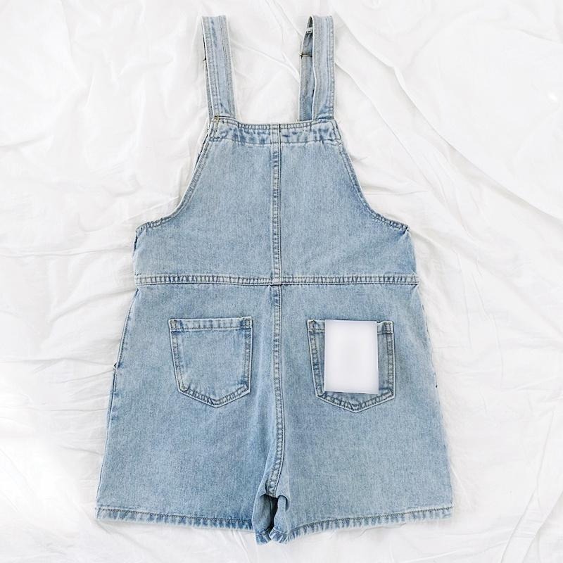 【RENA小舖 台灣現貨每天出】舊巷的小小身影  牛仔背帶五分吊帶褲_日系/寬鬆/顯瘦/短褲【R18491】-細節圖3