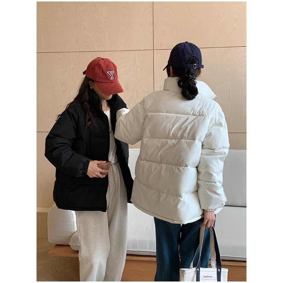 【RENA小舖 台灣現貨每天出】韓系東大門款短版立領羽絨外套/短版大衣/冬天必備【R22054】-細節圖5