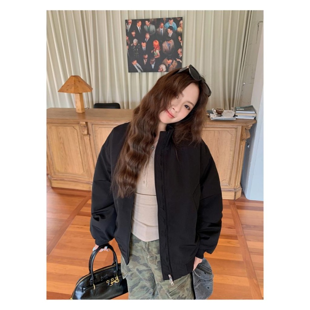 【RENA小舖 台灣現貨每天出】美式復古飛行外套/雙拉鍊/情侶外套/棒球外套/純棉外套【R22050】-細節圖6