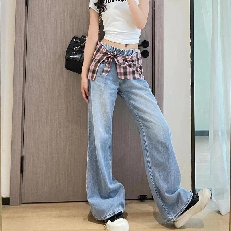 【RENA小舖 台灣現貨每天出】淺藍微喇叭中腰顯瘦牛仔褲/不貼腿/韓系/修身/牛仔褲【R22038】-細節圖7