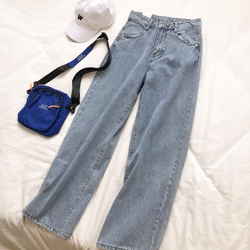 【RENA小舖 台灣現貨每天出】復古水洗高腰牛仔褲/大尺碼/日常/簡約/百搭/長褲/牛仔褲【R12804】-細節圖3