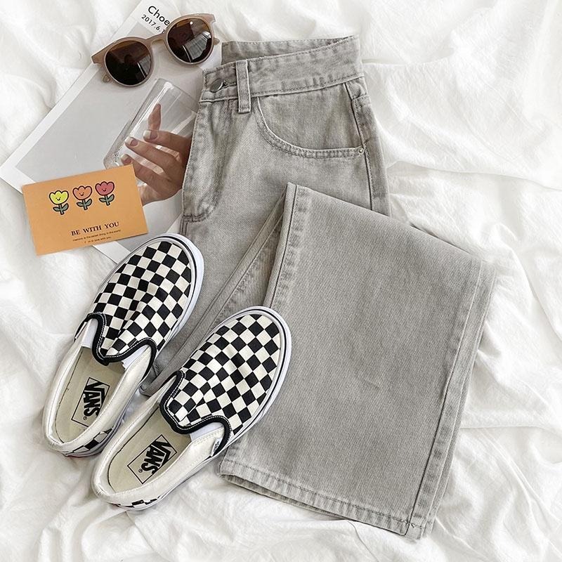 【RENA小舖 台灣現貨每天出】超顯長腿妹妹🍦｜刷白煙灰高腰牛仔長褲_顯瘦/百搭/煙灰色/牛仔褲【R20017】-細節圖2