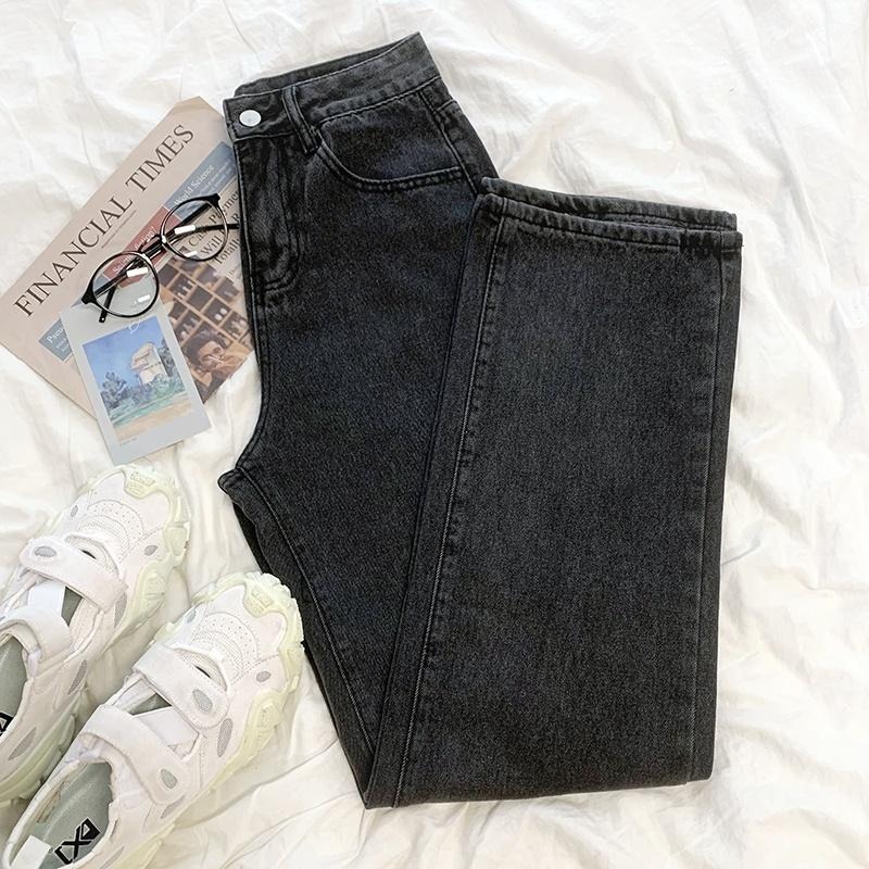 【RENA小舖 台灣現貨每天出】修飾梨型身材🍐｜煙黑落地牛仔褲_復古/個性/百搭/長褲/牛仔褲【R18926】-細節圖8