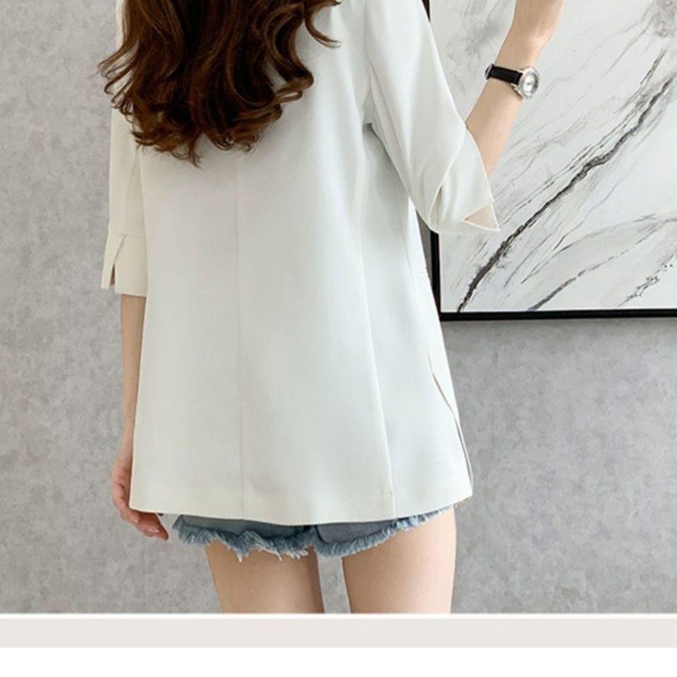 【RENA小舖 台灣現貨每天出】七分袖西裝外套/中長款西裝/時尚西裝外套/輕薄透氣/夏季西裝【R21977】-細節圖2