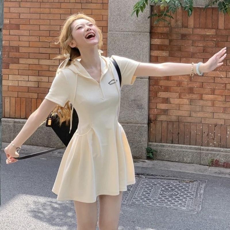 【RENA小舖 台灣現貨每天出】學院洋裝/短袖連衣裙/polo領洋裝/休閒洋裝/運動洋裝【R21966】-細節圖5