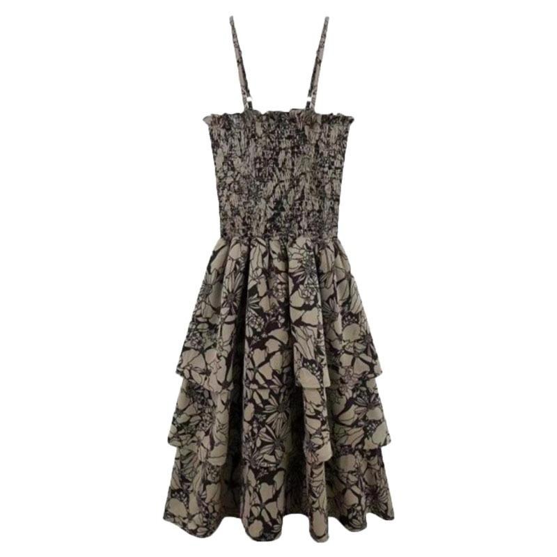 【RENA小舖 台灣現貨每天出】碎花洋裝/復古洋裝/吊帶洋裝/吊帶連衣裙/碎花連衣裙/氣質連衣裙【R21968】-細節圖2