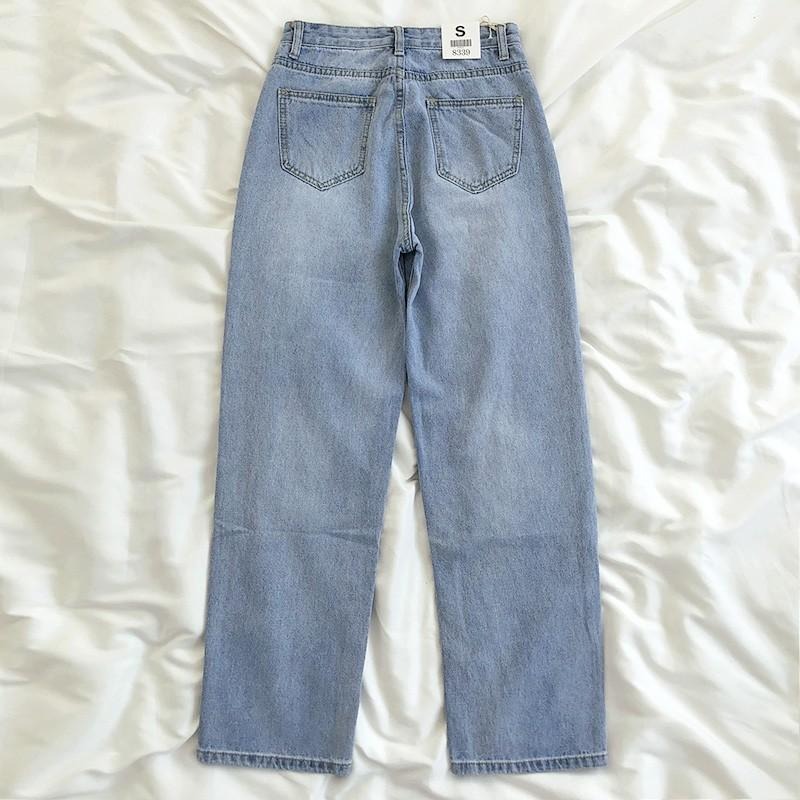 【RENA小舖 台灣現貨每天出】淺色落地牛仔長褲_百搭/寬鬆/高腰/直筒褲/長褲/牛仔長褲【R15051】-細節圖3