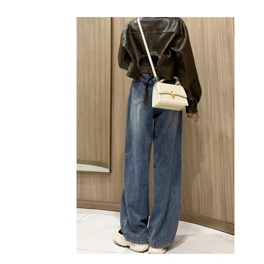 【RENA小舖 台灣現貨每天出】高腰寬鬆牛仔褲/寬褲/素色/顯瘦/高腰/卡其/白色牛仔褲/牛仔長褲【R21886】-細節圖8