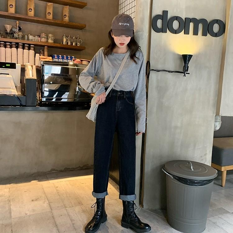 【RENA小舖 台灣現貨每天出】捲邊直筒牛仔褲_現貨/復古/高腰/百搭/直筒褲/牛仔褲【R15057】-細節圖5