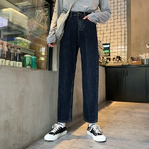 【RENA小舖 台灣現貨每天出】捲邊直筒牛仔褲_現貨/復古/高腰/百搭/直筒褲/牛仔褲【R15057】-細節圖9