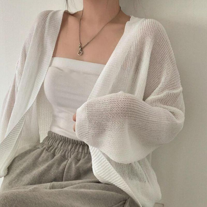 【RENA小舖 台灣現貨每天出】韓系針織外套/慵懶薄款/罩衫外套/春夏新款/透氣罩衫/休閒/防曬【R21909-細節圖3