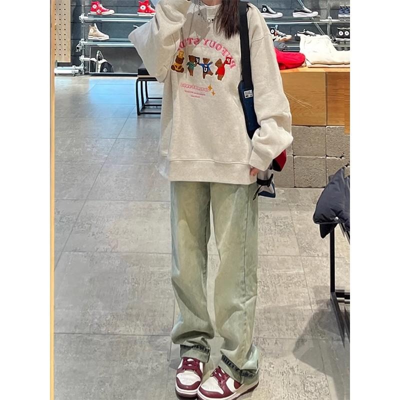 【RENA小舖 台灣現貨每天出】復古高腰窄管彈力牛仔褲/拖地褲/顯瘦/高腰/韓版/做舊/水洗/百搭【R21892】-細節圖3