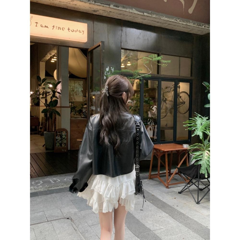 【RENA小舖 台灣現貨每天出】短版皮外套/韓版/皮外套/短版皮衣/皮衣外套/復古/短版外套/機車外套【R21862】-細節圖6