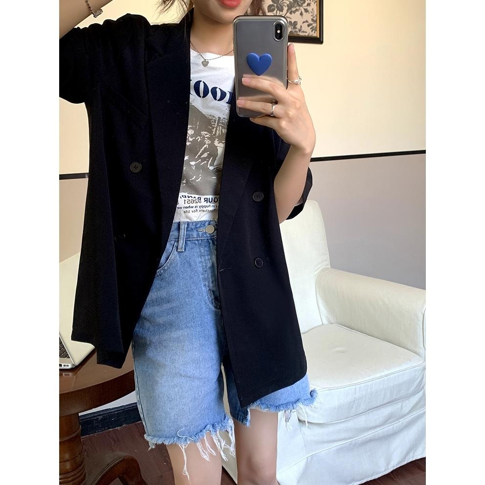 【RENA小舖 台灣現貨每天出】短袖西裝外套/韓系/質感/人氣款/百搭/正式/質感/日常穿搭/小個子【R21731】-細節圖2