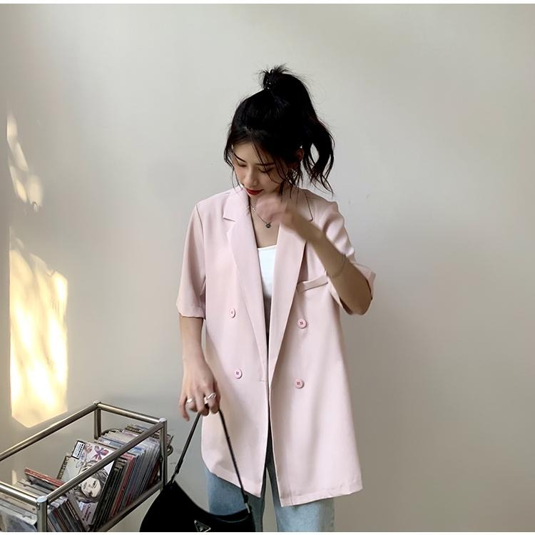 【RENA小舖 台灣現貨每天出】短袖西裝外套/韓系/質感/人氣款/百搭/正式/質感/日常穿搭/小個子【R21731】-細節圖4