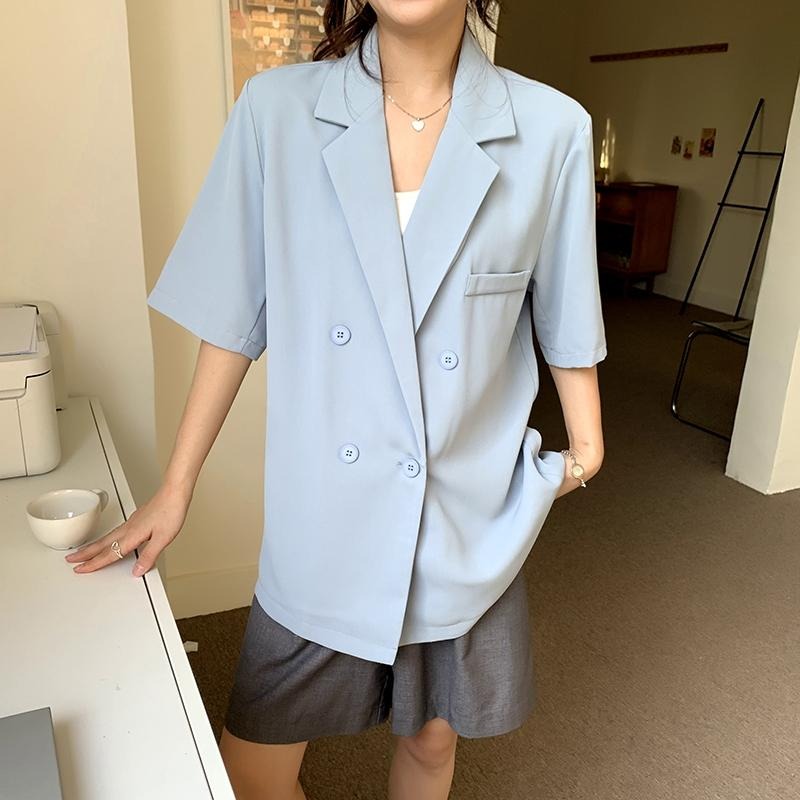 【RENA小舖 台灣現貨每天出】短袖西裝外套/韓系/質感/人氣款/百搭/正式/質感/日常穿搭/小個子【R21731】-細節圖5