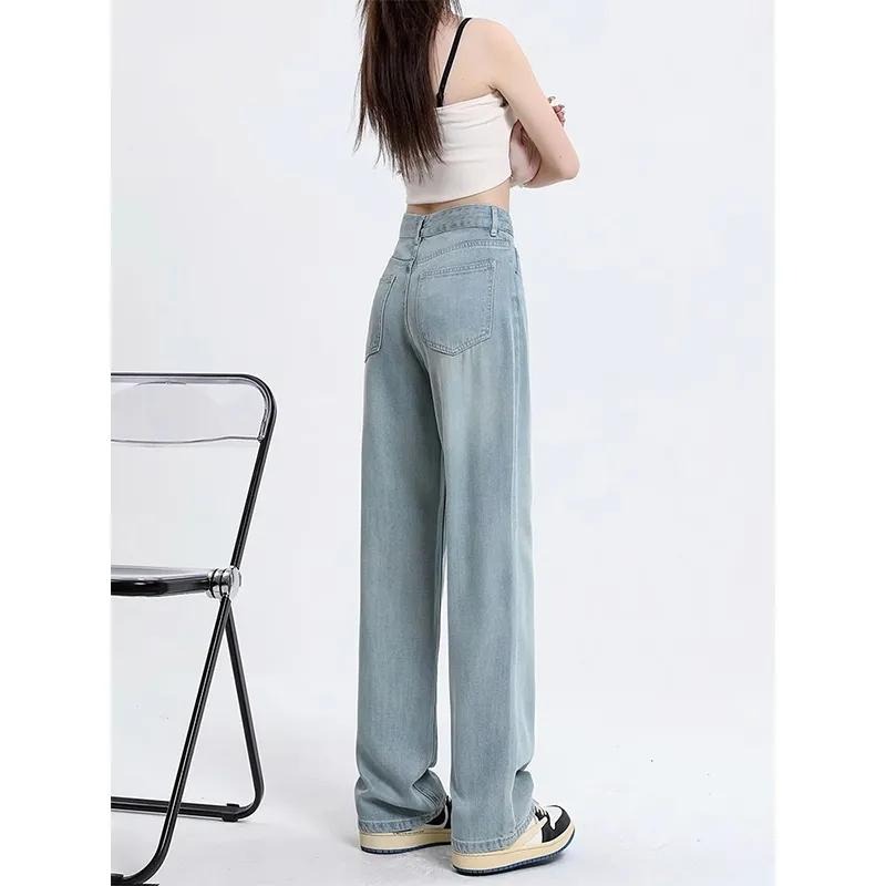 【RENA小舖 台灣現貨每天出】淺藍直筒刷白牛仔褲/高腰/休閒/百搭/直筒褲/牛仔褲/長腿【R21787】-細節圖4