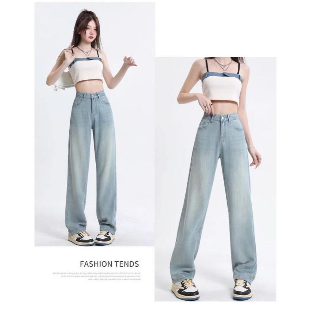 【RENA小舖 台灣現貨每天出】淺藍直筒刷白牛仔褲/高腰/休閒/百搭/直筒褲/牛仔褲/長腿【R21787】-細節圖5