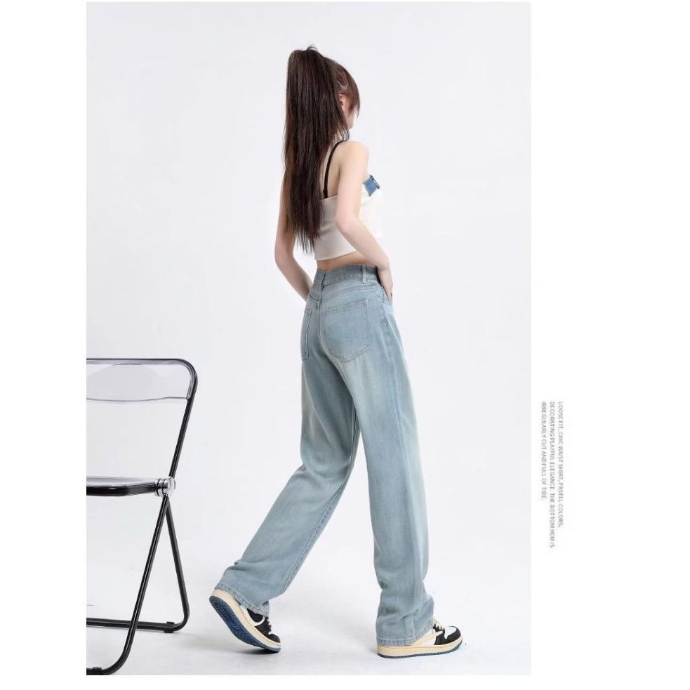 【RENA小舖 台灣現貨每天出】淺藍直筒刷白牛仔褲/高腰/休閒/百搭/直筒褲/牛仔褲/長腿【R21787】-細節圖6