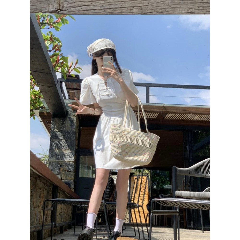 【RENA小舖 台灣現貨每天出】中式綁帶連身裙/小個子/休閒/氣質/連衣裙/洋裝/可愛/類旗袍【R21804】-細節圖5