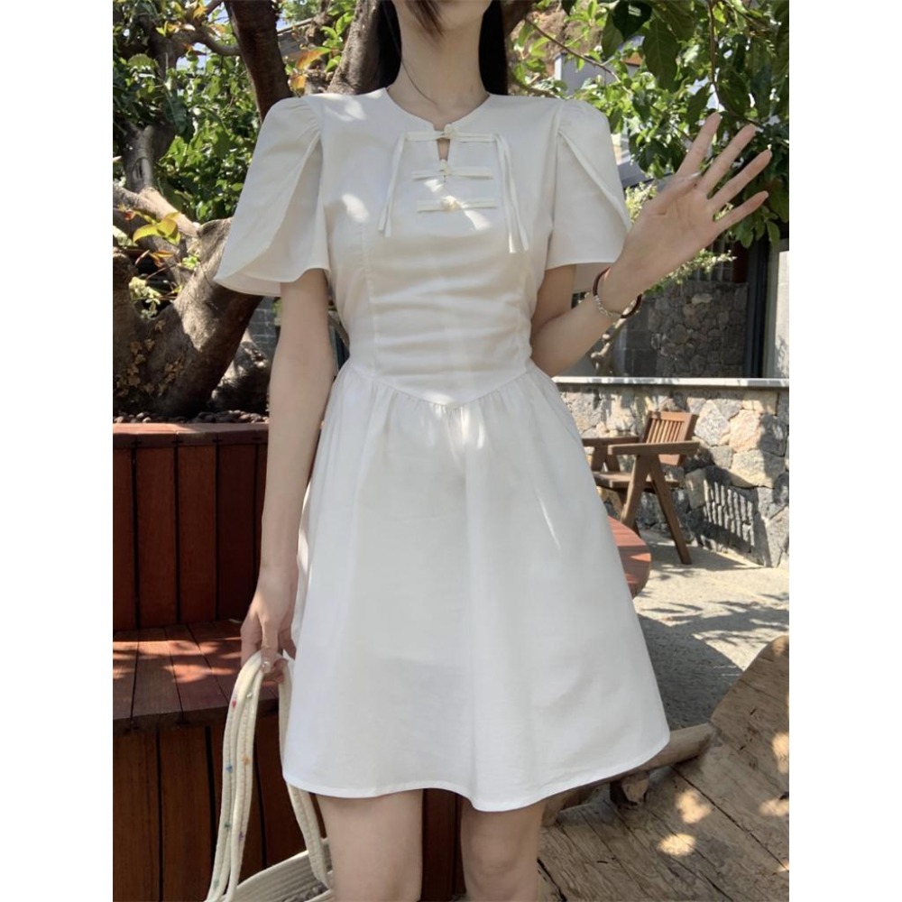 【RENA小舖 台灣現貨每天出】中式綁帶連身裙/小個子/休閒/氣質/連衣裙/洋裝/可愛/類旗袍【R21804】-細節圖8